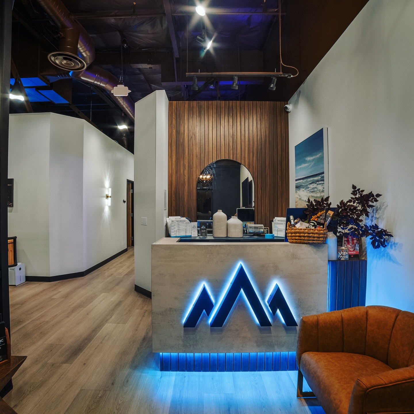 Arctic Elevation El Dorado Hills lobby with illuminated mountain logo
